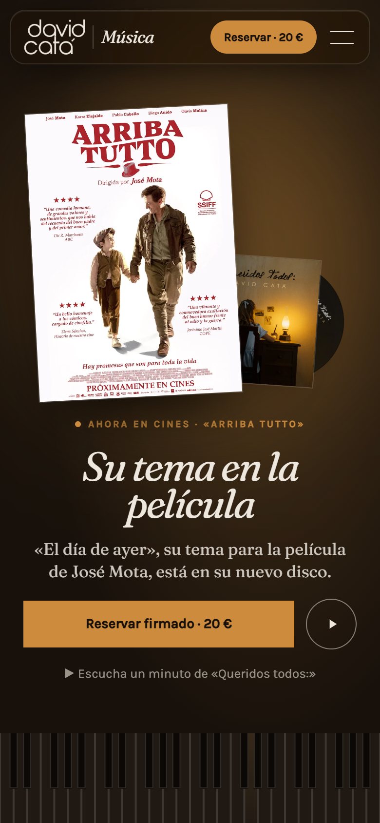 Página de «Arriba Tutto» en móvil