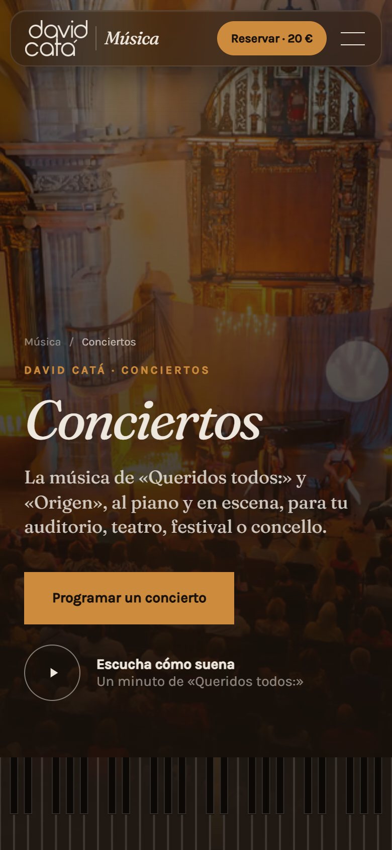 Página de conciertos de David Catá en móvil