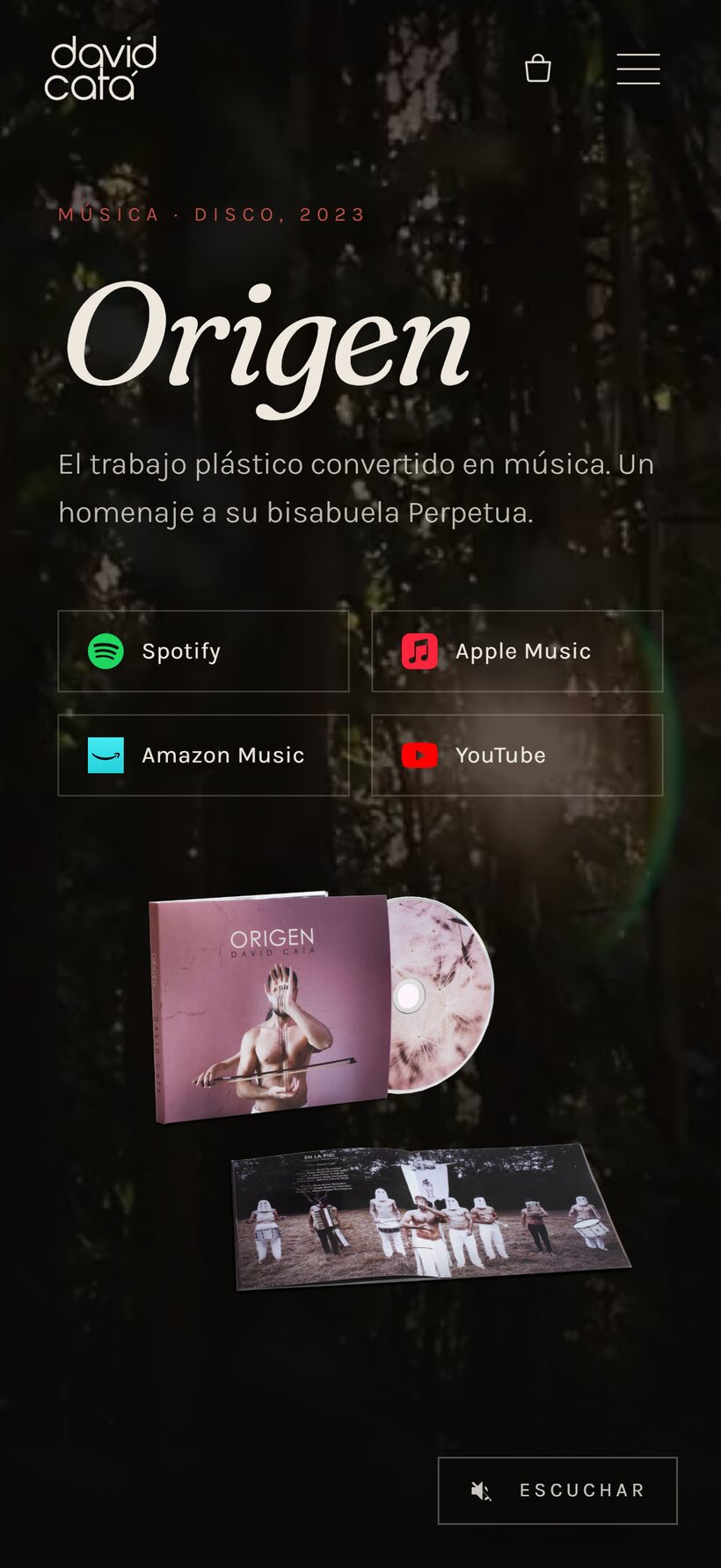 Sección de música en móvil