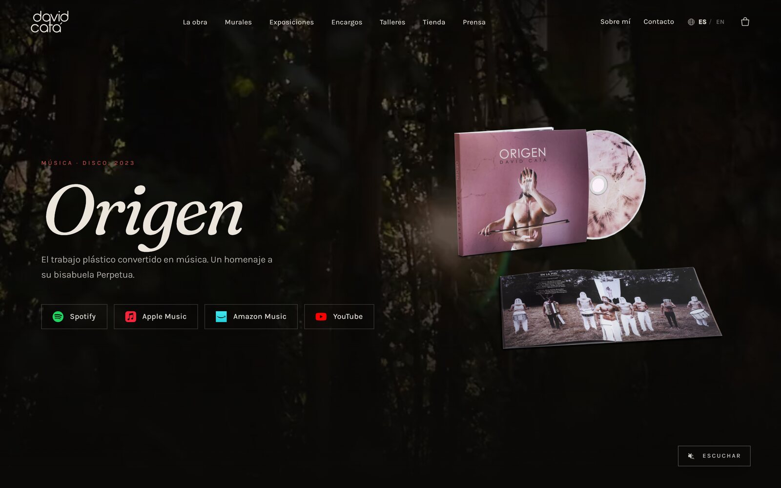 Sección de música de la web de David Catá, con su disco Origen