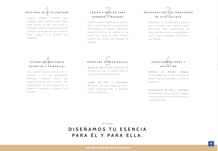 Diseño web profesional para taller de costura Orestas