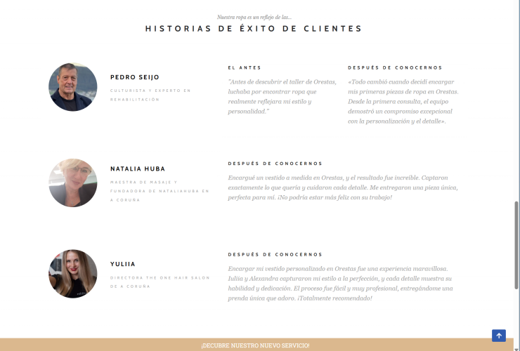 Diseño web profesional para taller de costura Orestas