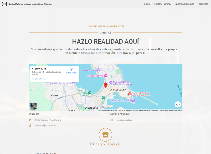 Diseño web profesional para taller de costura Orestas