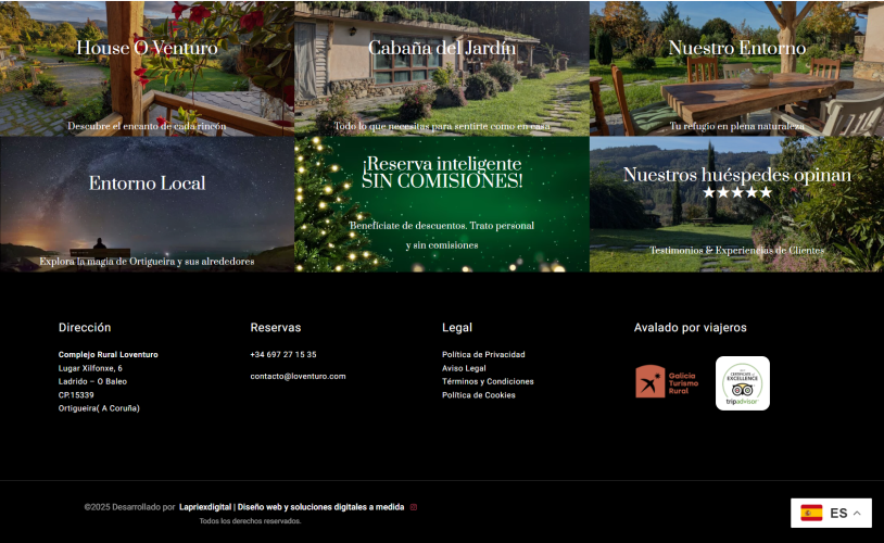 Diseño web de Loventuro, turismo rural realizado por Lapriex Digital