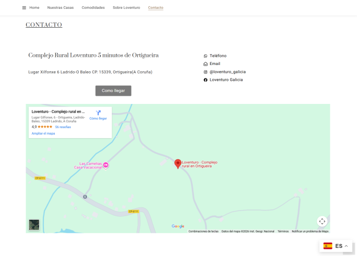 Diseño web de Loventuro, turismo rural realizado por Lapriex Digital