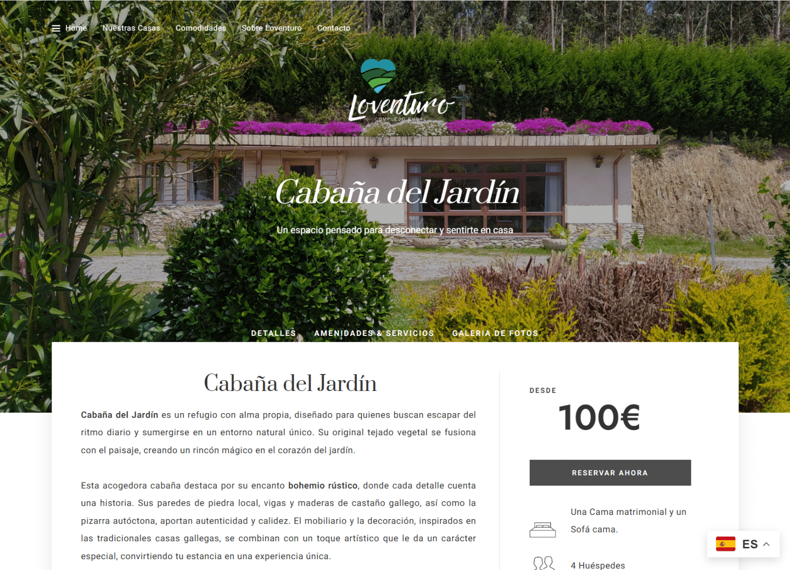 Diseño web de Loventuro, turismo rural realizado por Lapriex Digital